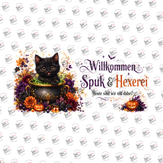 Willkommen Spuk und Hexerei als Rub-on-Sticker, einzeln