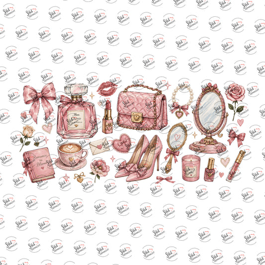 Beauty-Sammlung in Rosa als Rub-on-Sticker, einzeln
