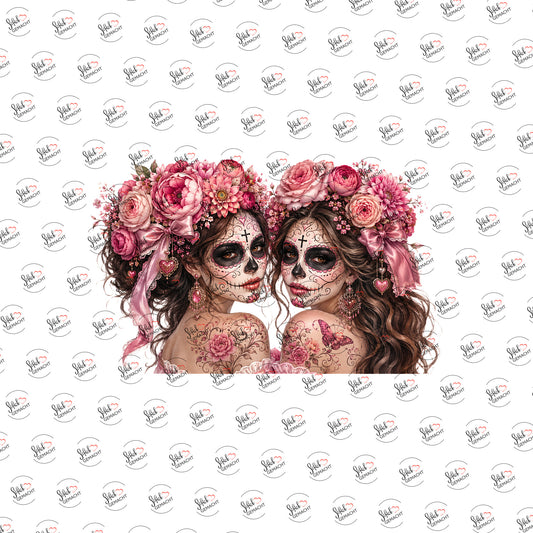Catrinas in Rosa als Rub-on-Sticker, einzeln