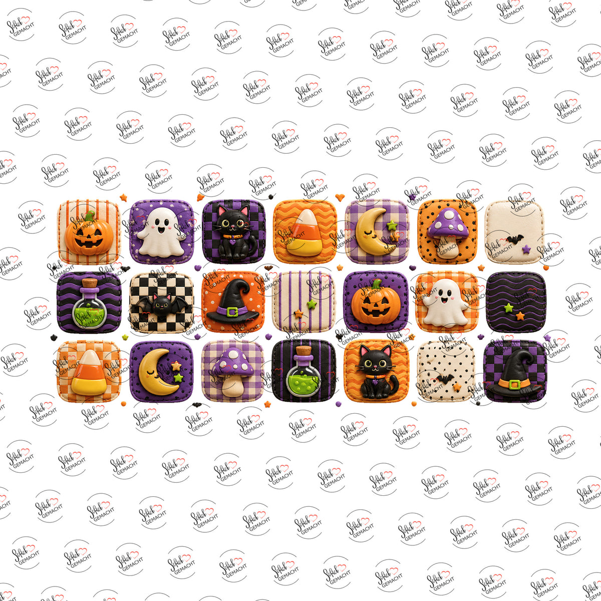 Halloween-Kachelmuster als Rub-on-Sticker, einzeln