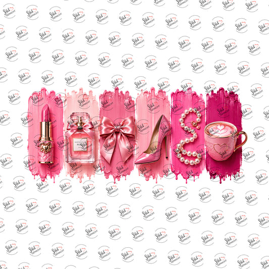 Pinke Lieblingsstücke als Rub-on-Sticker, einzeln