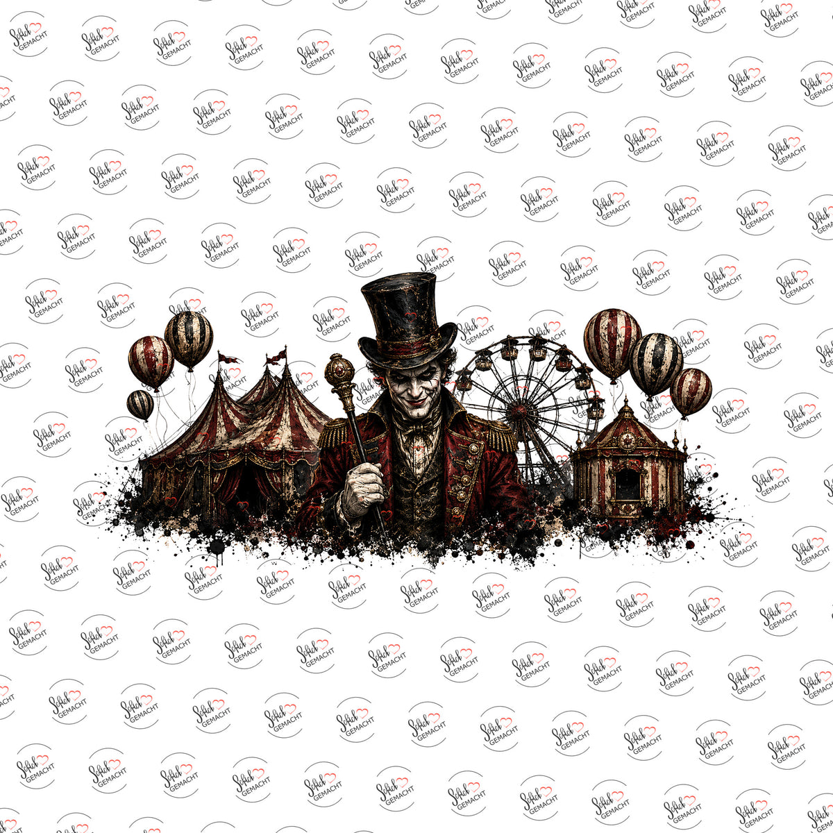 Dunkler Zirkusdirektor als Rub-on-Sticker, einzeln