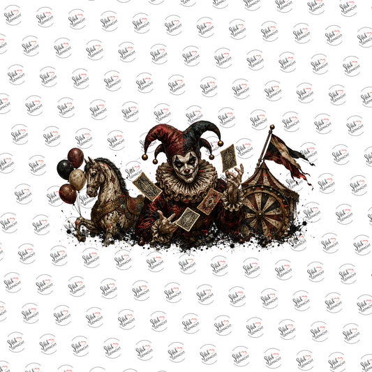 Gruseliger Harlekin als Rub-on-Sticker, einzeln