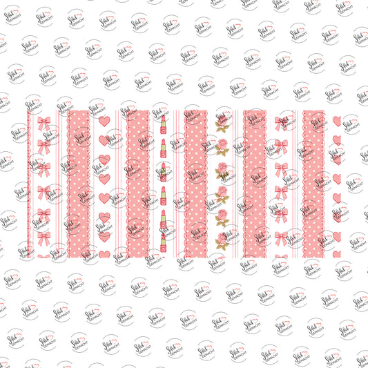 Schleifen-Streifen in Rosa als Rub-on-Sticker, einzeln
