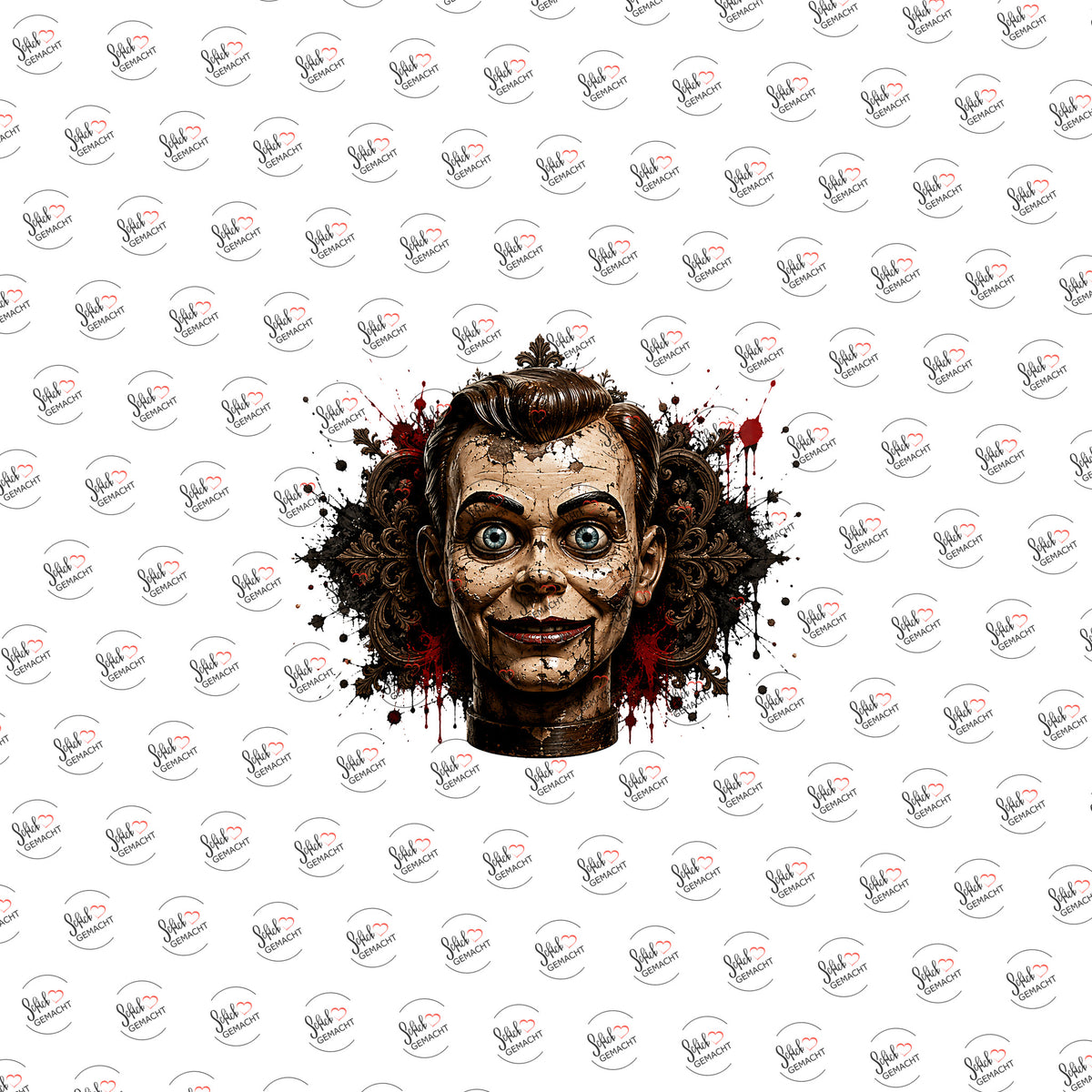 Grinsende Puppe als Rub-on-Sticker, einzeln