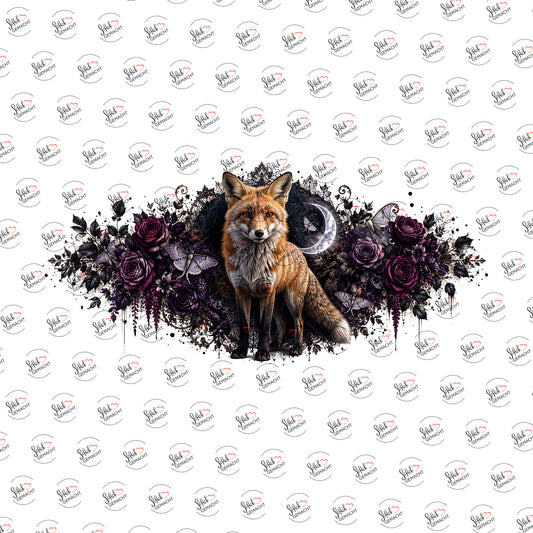 Fuchs in dunklen Rosen als Rub-on-Sticker, einzeln