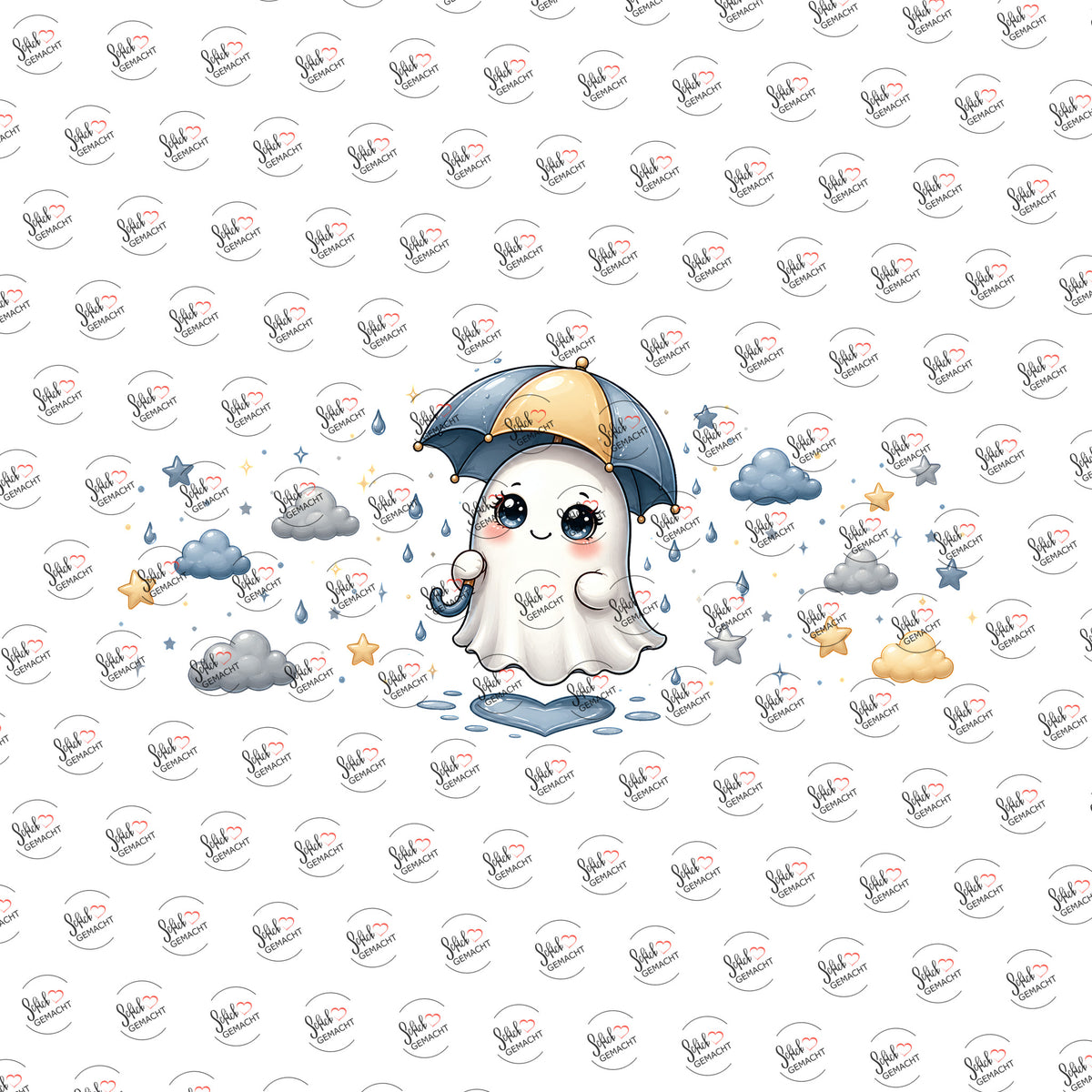 Geisterchen im Regen als Rub-on-Sticker, einzeln