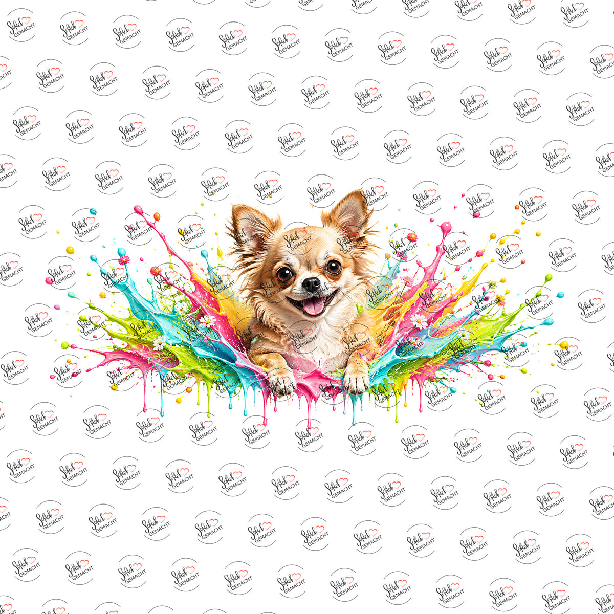 Chihuahua im Farbrausch als Rub-on-Sticker, einzeln
