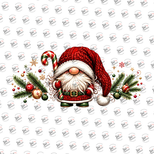 Weihnachtszwerg mit Zuckerstange als Rub-on-Sticker, einzeln