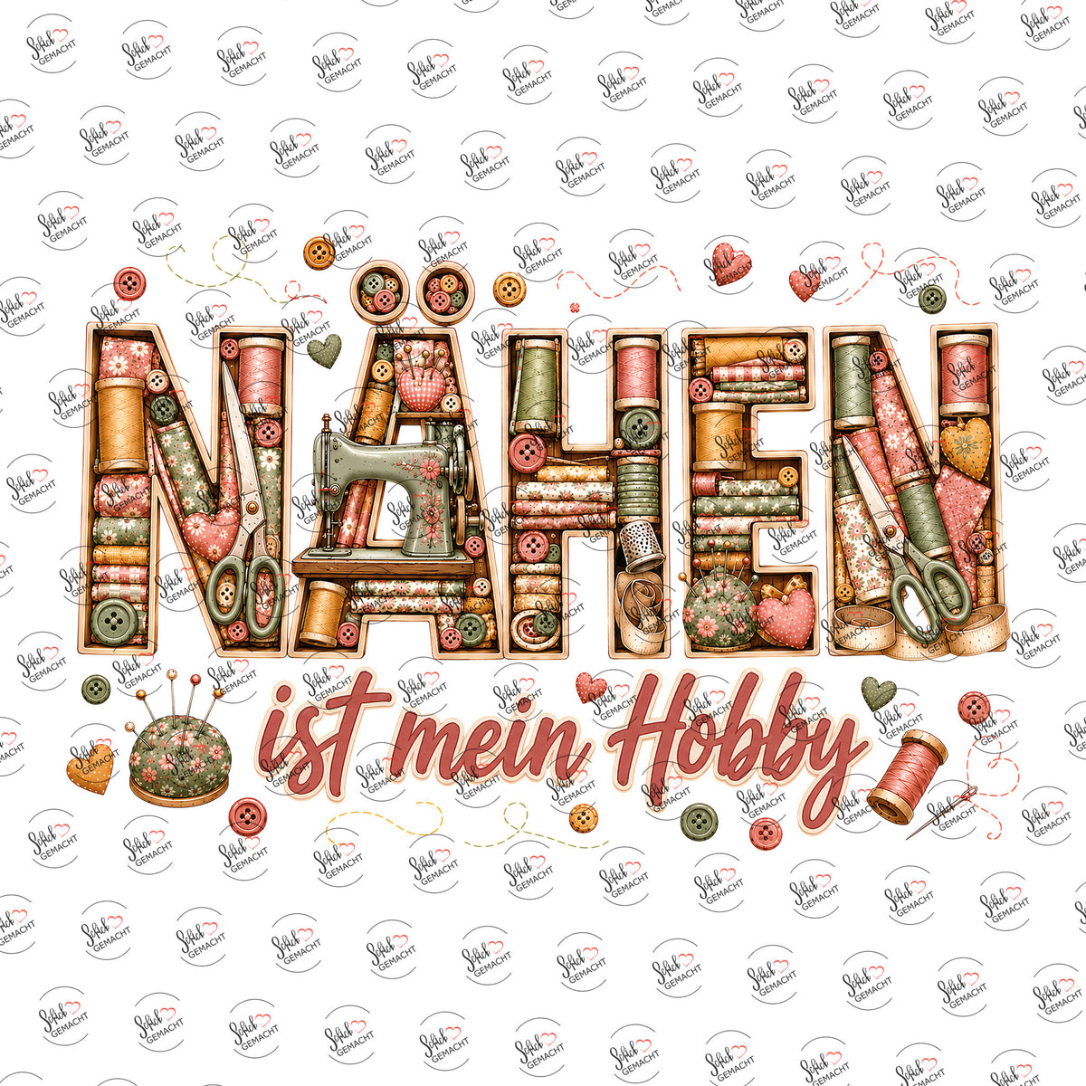 Nähen ist mein Hobby als Rub-on-Sticker, einzeln