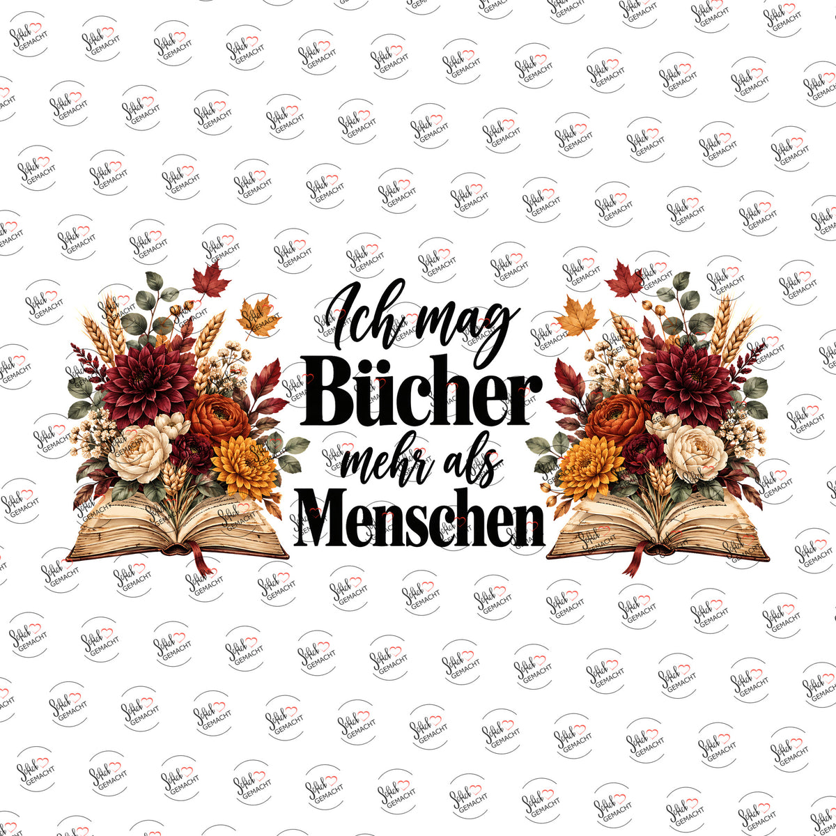 Herbstliche Bücherliebe als Rub-on-Sticker, einzeln