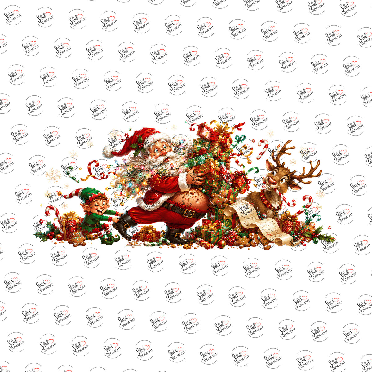 Weihnachtschaos als Rub-on-Sticker, einzeln