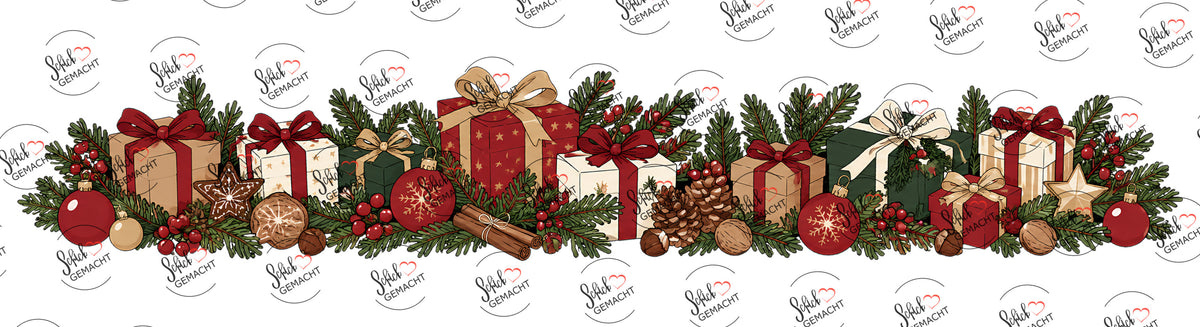Frohe Weihnachten: Tannenbaum mit Geschenken – Band für unten