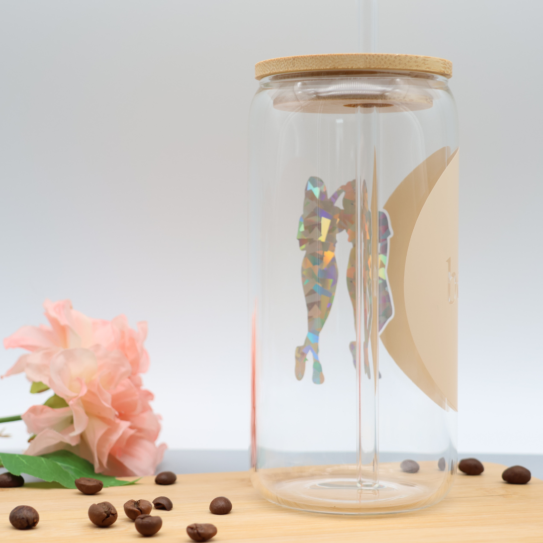 Bestie | Trinkglas 500 ml | Strohhalm + Deckel
