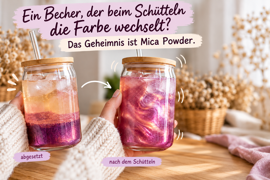 Mica Powder im Becher: Farbwechsel und Absetzen