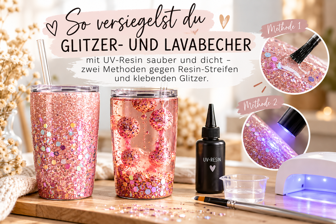 Glitzerbecher versiegeln ohne Resin-Streifen