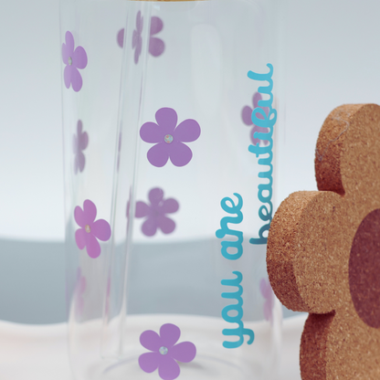 You are Beautiful | Trinkglas 500 ml | Strohhalm + Deckel