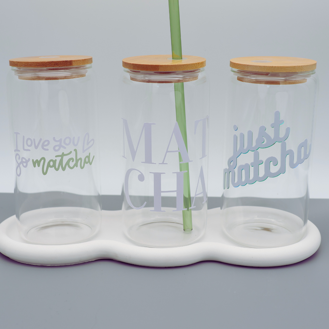 I love you so Matcha | Trinkglas 500 ml | Strohhalm + Deckel
