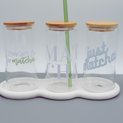 I love you so Matcha | Trinkglas 500 ml | Strohhalm + Deckel
