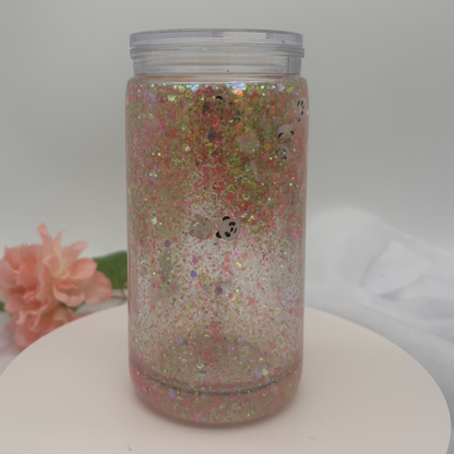 Panda Glitzerbecher Deko Set - 3D - PLA  (3 Topper/ 100 Stk Mini Elemente)