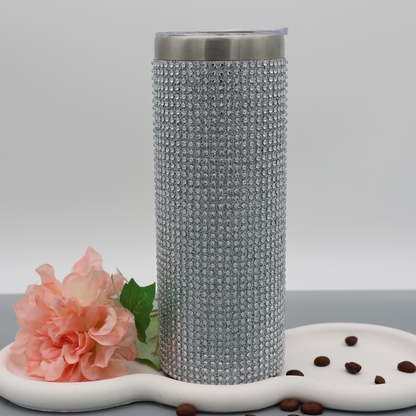 Strassstein Tumbler | silber | Edelstahl Tumbler | Edelstahl Thermobecher