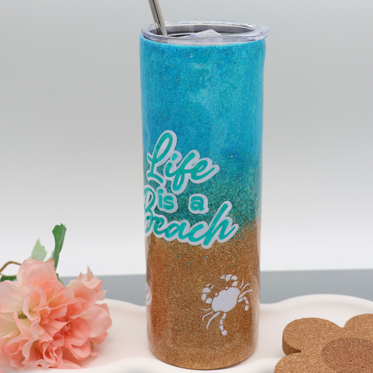 Life is a Beach Tumbler | Edelstahl Tumbler | Epoxidharz Thermobecher