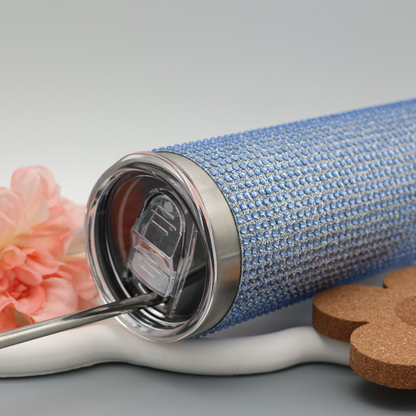 Strassstein Tumbler | babyblau | Edelstahl Tumbler | Edelstahl Thermobecher