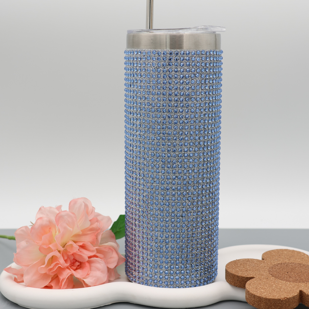 Strassstein Tumbler | babyblau | Edelstahl Tumbler | Edelstahl Thermobecher