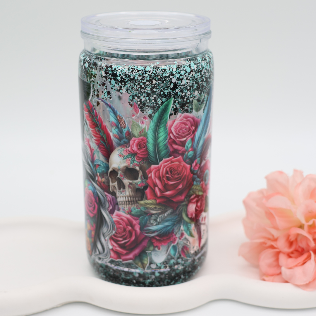Snowglobe- / Glitzer-Becher - slow Flow - black blue girlie