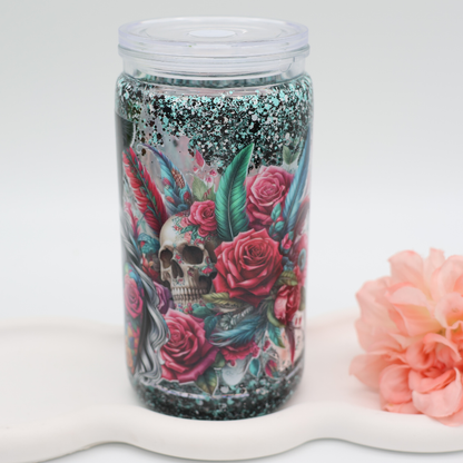Snowglobe- / Glitzer-Becher - slow Flow - black blue girlie