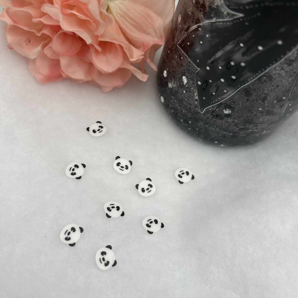 Panda Glitzerbecher Deko Set - 3D - PLA  (3 Topper/ 100 Stk Mini Elemente)