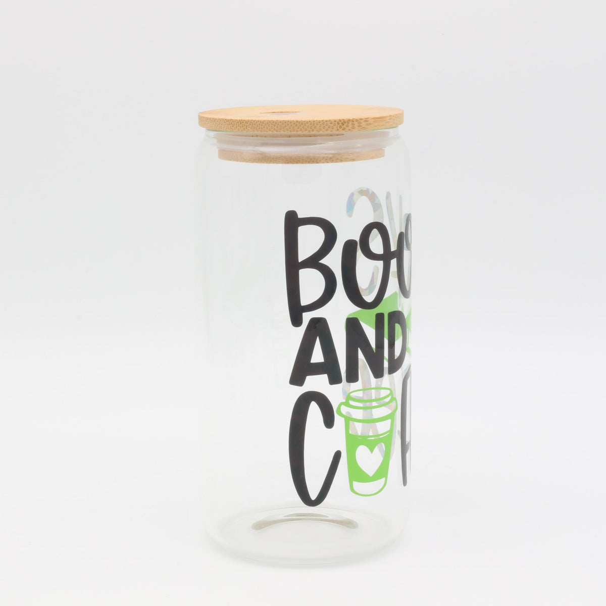 Books & Coffee | Trinkglas 500 ml | Strohhalm + Deckel