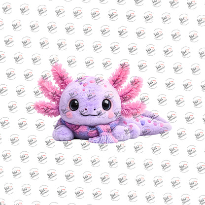 Plüsch-Axolotl als Rub-on-Sticker, einzeln
