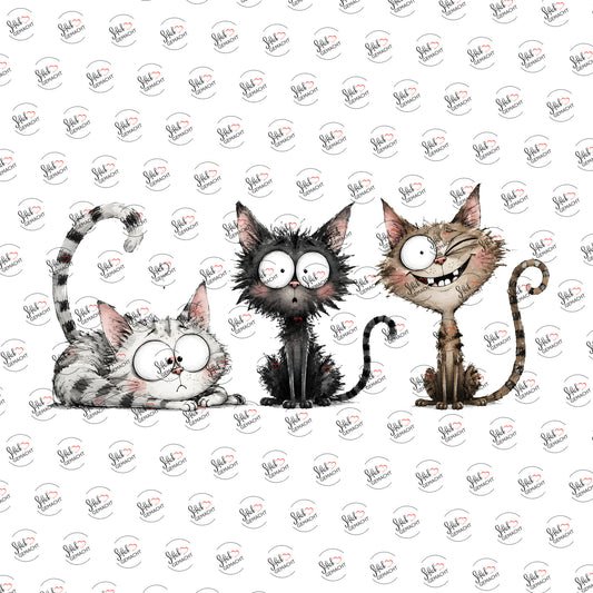 Skurrile Katzen als Rub-on-Sticker, einzeln
