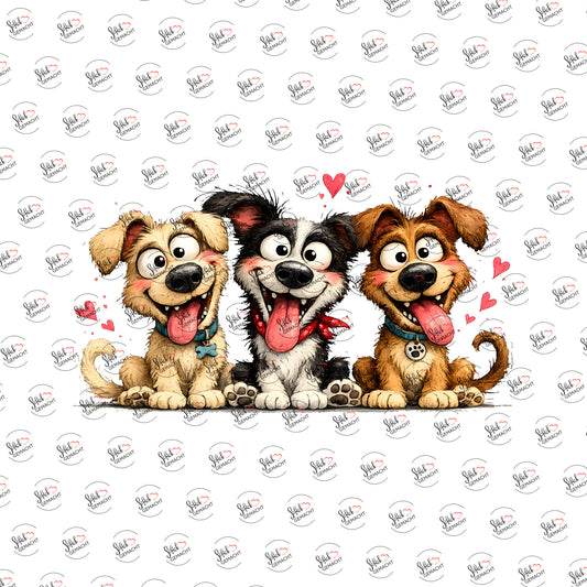 Fröhliche Hundebande als Rub-on-Sticker, einzeln