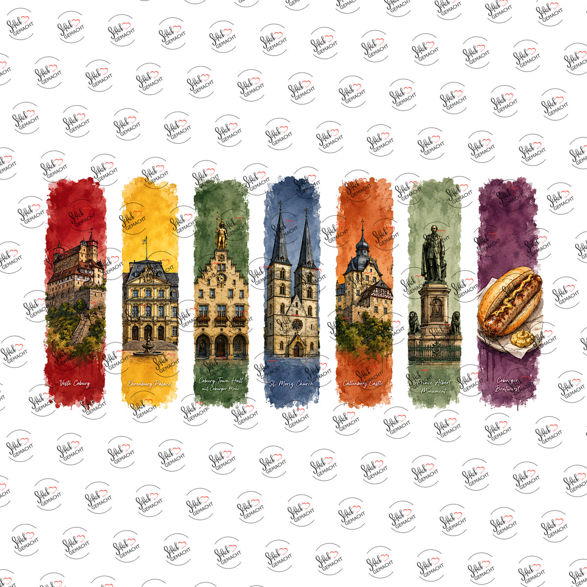 Coburg in Streifen als Rub-on-Sticker, einzeln