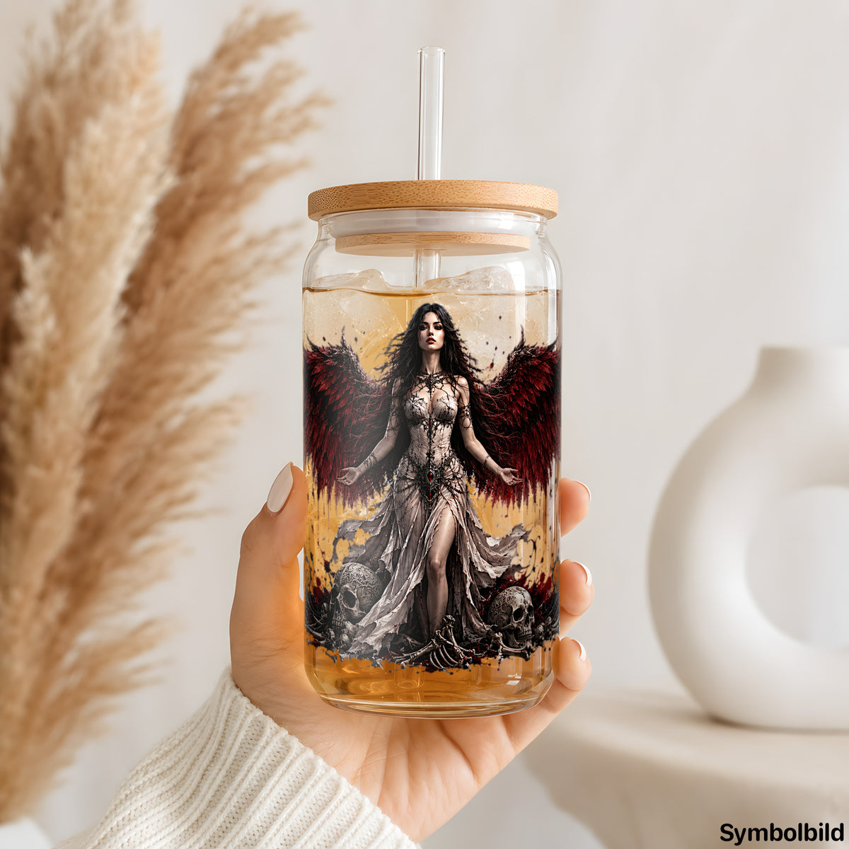Blutengel-Aufkleber auf einem 16oz Glasbecher