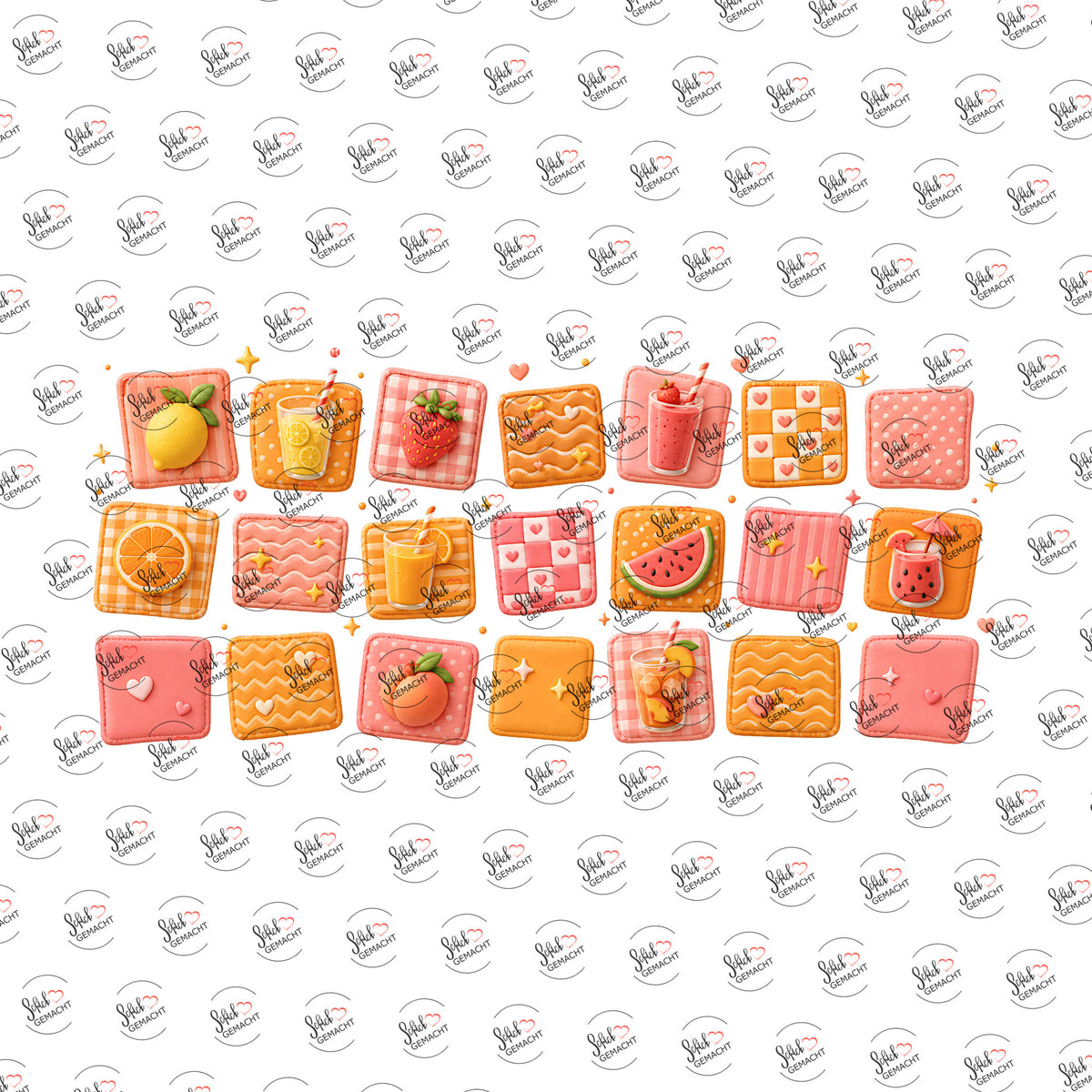 Sommerdrinks-Muster als Rub-on-Sticker, einzeln