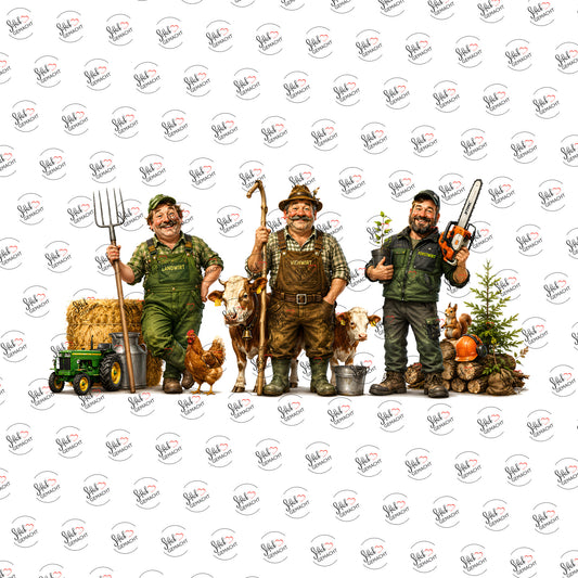 Landwirte bei der Arbeit als Rub-on-Sticker, einzeln