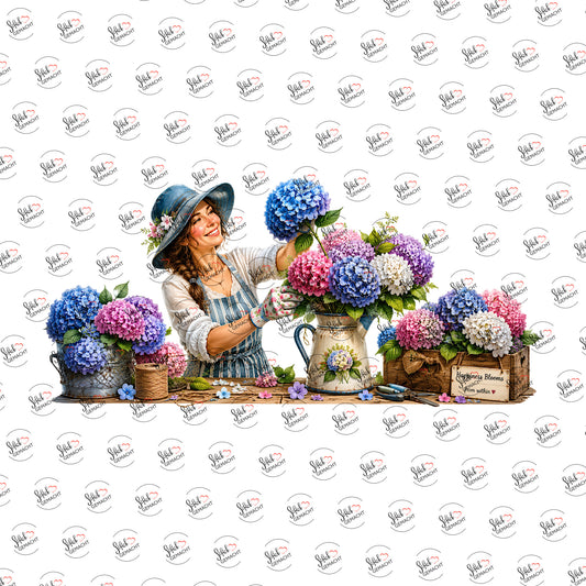 Hortensienliebe als Rub-on-Sticker, einzeln