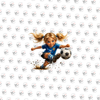 Fußballmädchen als Rub-on-Sticker, einzeln