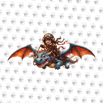 Drachenreiter als Rub-on-Sticker, einzeln