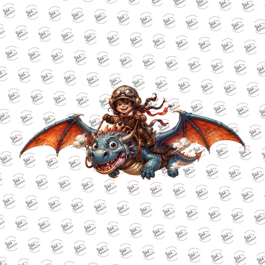 Drachenreiter als Rub-on-Sticker, einzeln