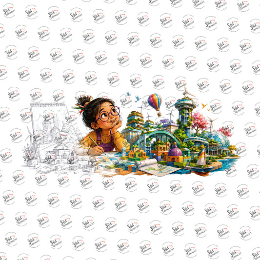 Kleine Architektin als Rub-on-Sticker, einzeln