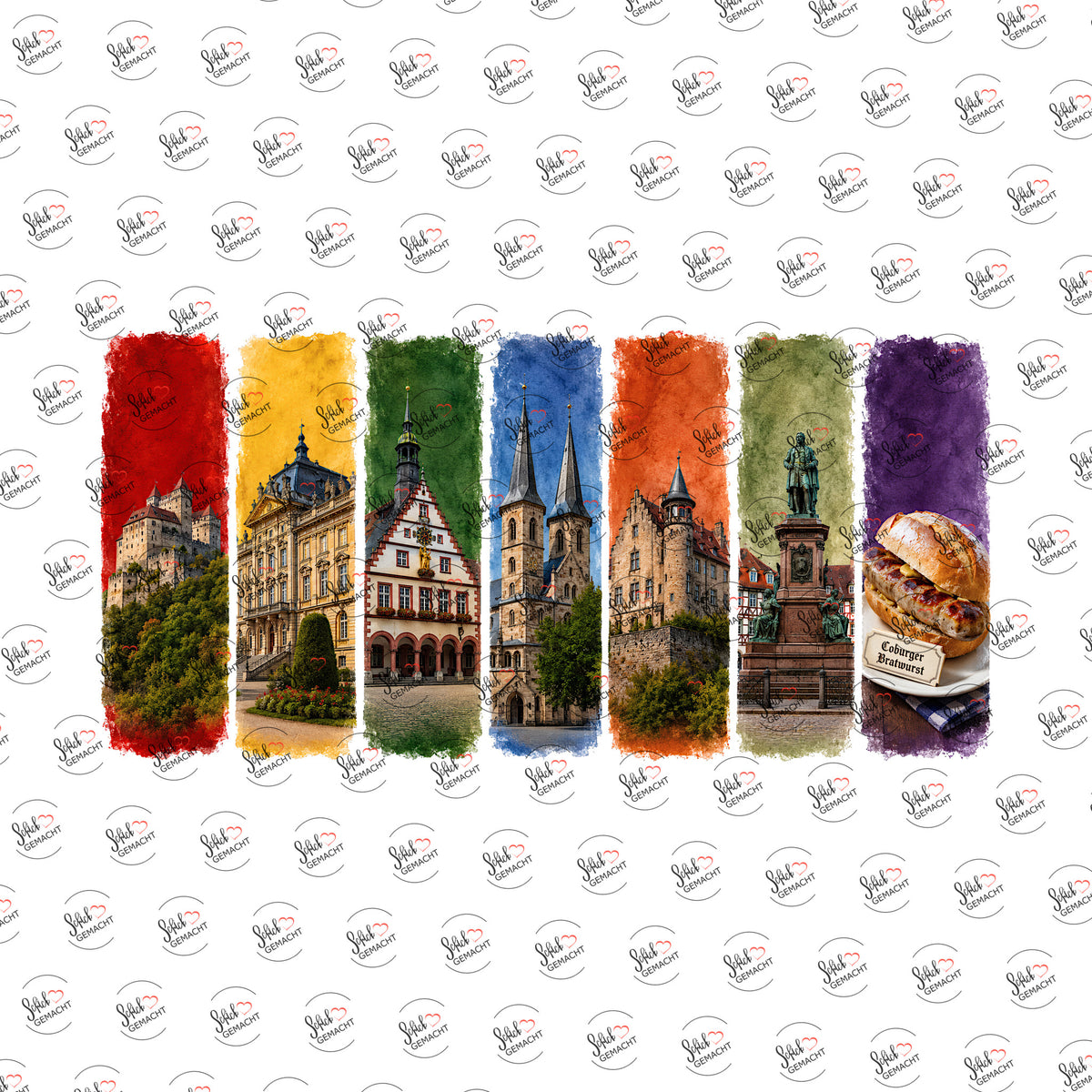Coburger Ansichten als Rub-on-Sticker, einzeln