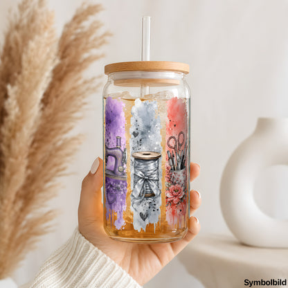 Bastelstreifen-Aufkleber auf einem 16oz Glasbecher