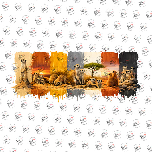 Erdmännchen-Familie als Rub-on-Sticker, einzeln