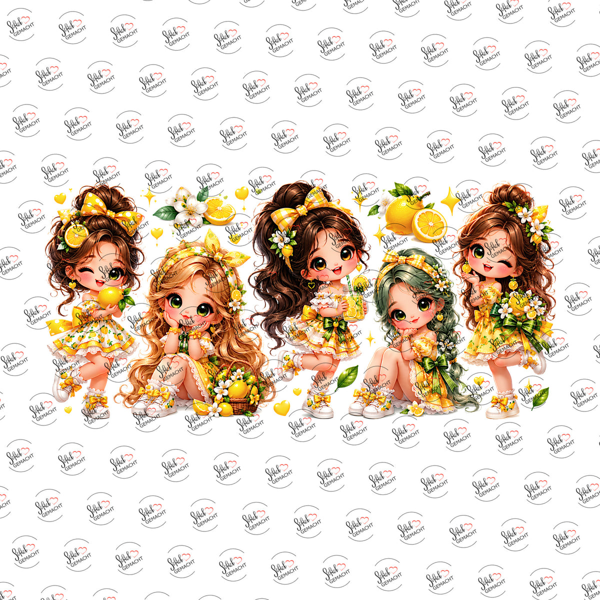 Zitronen-Mädchen als Rub-on-Sticker, einzeln