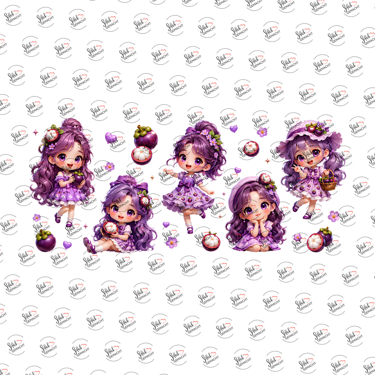Litschi-Mädchen als Rub-on-Sticker, einzeln