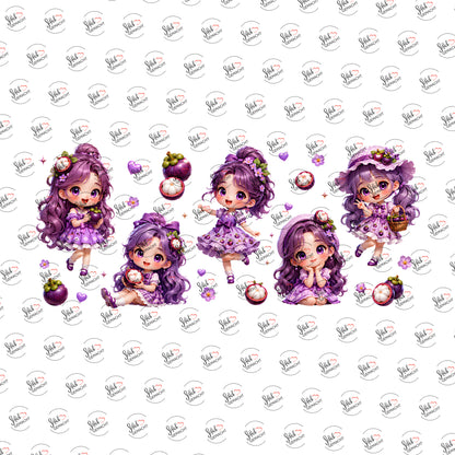 Litschi-Mädchen als Rub-on-Sticker, einzeln